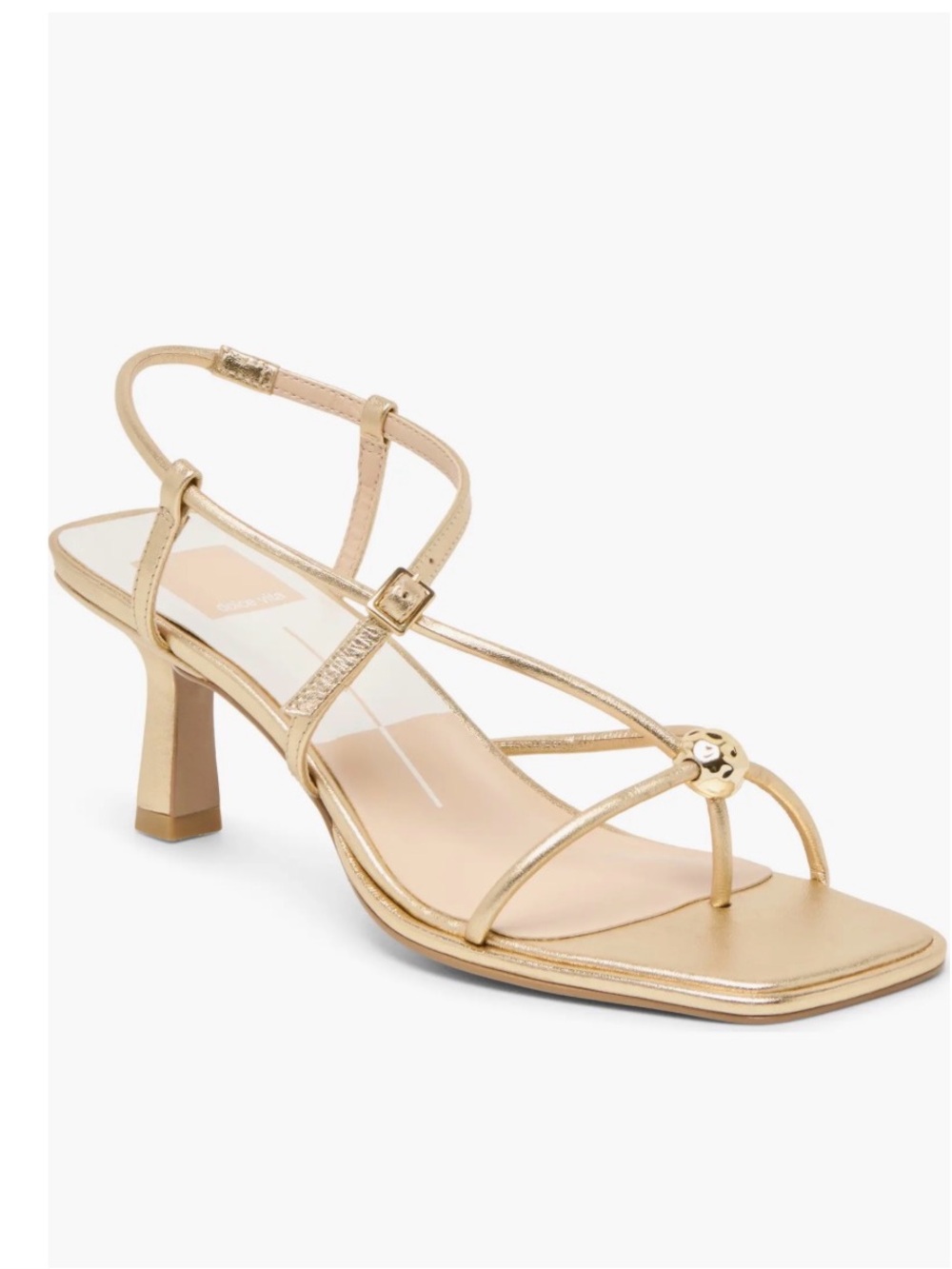 Dolce Vita Myles Strappy Gold kitten Heels Sandals Metallic Square Toe Heels 8